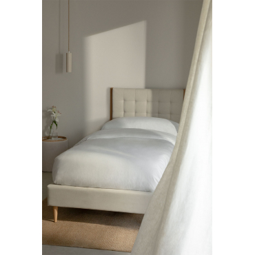 Samira Gestoffeerd Bed Stof Gebroken Wit & 90 X 190 Cm - Sklum