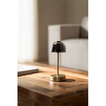 Draadloze Led-tafellamp In Ijzer En Glas Gold Goud - Sklum