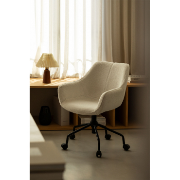 Bureaustoel Van Chenille Lucy White - Sklum