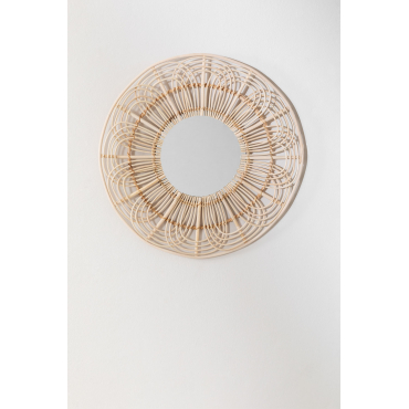 Ronde Rotan Wandspiegel (ø60 Cm) Corent Natuurlijk - Sklum