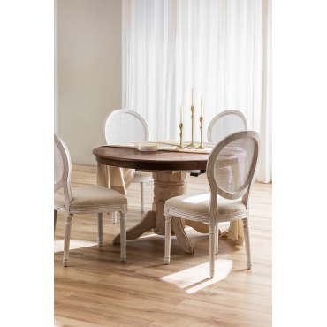 Uitschuifbare Ovale Eettafel In Hout (128-178x120 Cm) Ektra Iepenbruin - Sklum