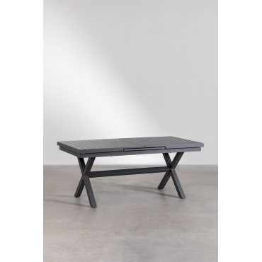 Uitschuifbare Rechthoekige Aluminium Eettafel (180-240x90 Cm) Karena Grijs – Grafiet - Sklum