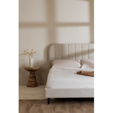 Maialen Gestoffeerd Bed Stof Gebroken Wit & 160 X 200 Cm - Sklum