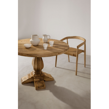 Ronde Eettafel In Mangohout Rusbby Ø120 Cm - Sklum