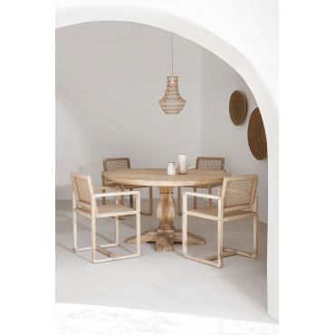 Ronde Eettafel In Mangohout Rusbby Ø140 Cm - Sklum