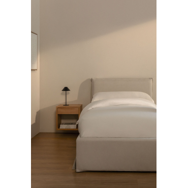 Bed Met Opbergruimte In Lorea-stof Stof Gebroken Wit & 90 X 190 Cm - Sklum