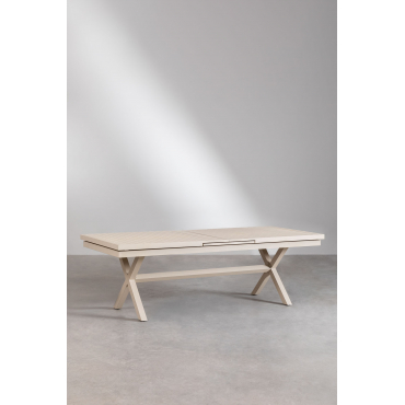 Rechthoekige Uitschuifbare Eettafel In Aluminium (240-300x100 Cm) Karena Tapioca Beige - Sklum