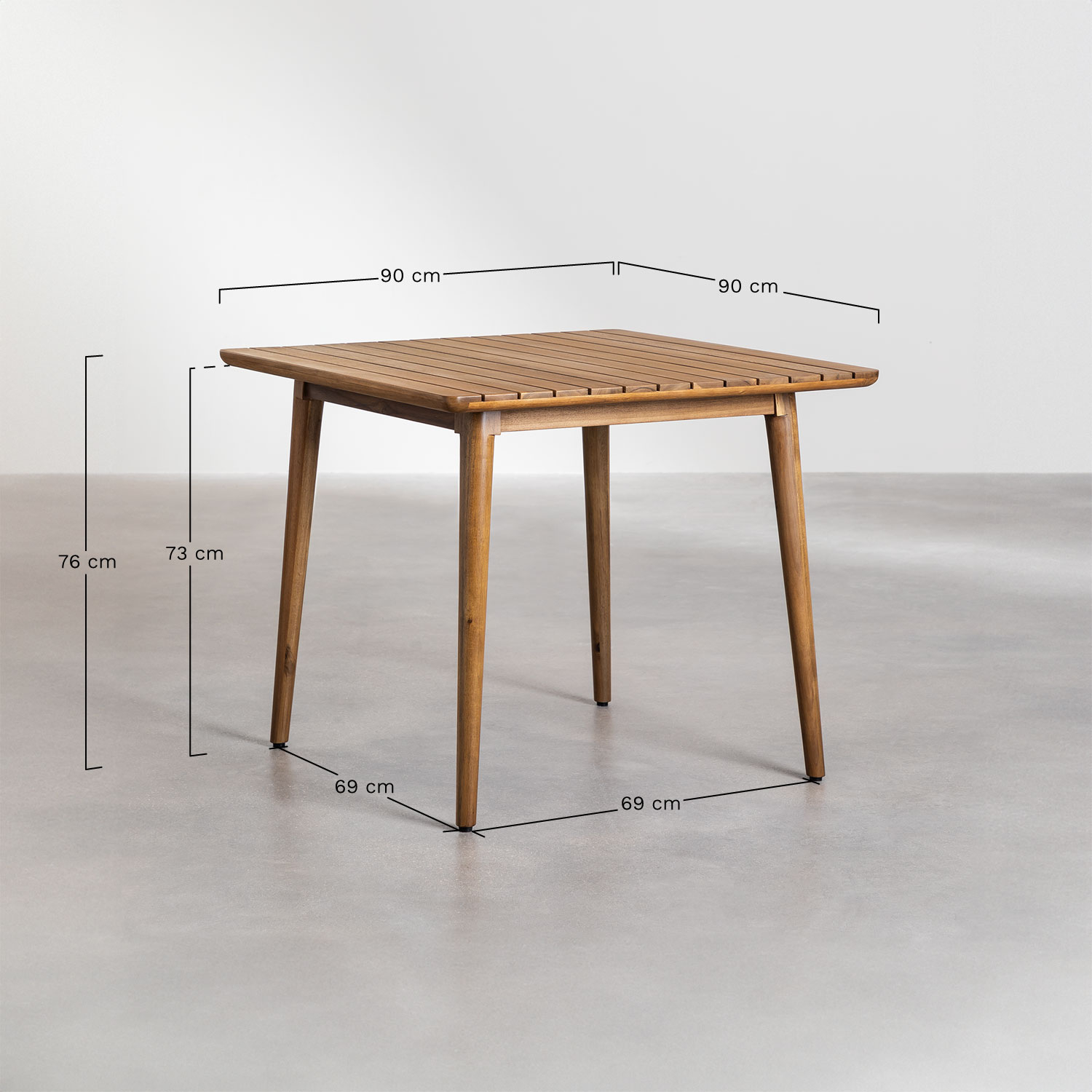 Tuin tafel vierkant 90x90 cm in acaciahout Tenay, AFMETINGEN