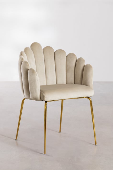 Set van 4 Markina fluwelen eetkamerstoelen