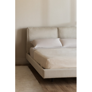 Ketia Gestoffeerd Bed Stof Gebroken Wit & 160 X 200 Cm - Sklum