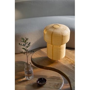 Rijstpapier Tafellamp (↑48 Cm) Weidle Vanille Geel - Sklum