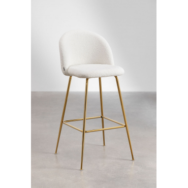 Hoge Chenille Kruk Kana Design White & ↑75 Cm & Goud - Sklum