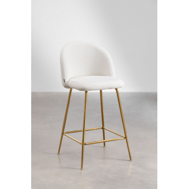 Hoge Chenille Kruk Kana Design White & ↑65 Cm & Goud - Sklum