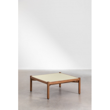 Salontafel Voor De Tuin Van Cement En Acaciahout Gamila Tapioca Beige & 70 X 70 Cm - Sklum