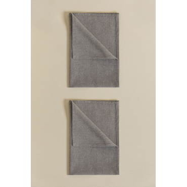Set Van 2 Theedoeken In Katoen Dasiel Donkergrijs - Sklum