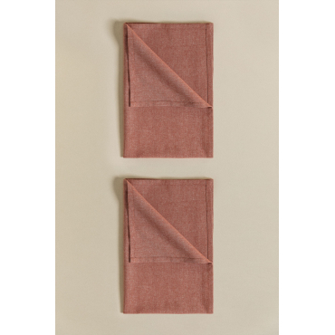 Set Van 2 Theedoeken In Katoen Dasiel Terracota - Sklum