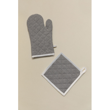 Set Van Ovenhandschoen En Doek Van Katoen Dasiel Donkergrijs - Sklum