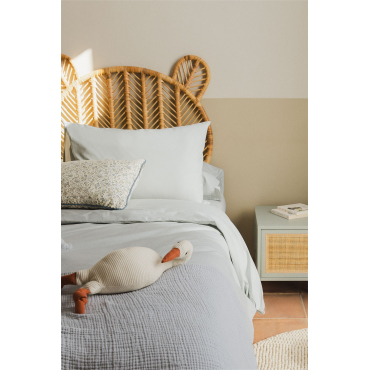 Dekbedovertrek Van Perkalkatoen Met Een Draaddichtheid Van 180 Draden Voor Agassi Bed Van 90 Cm Blauwe Nevel & Bed 90cm (150 X 220 Cm) - Sklum