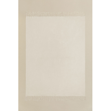 Katoenen Chiffon Geruite Deken (185x125 Cm) Eloi Beige – Crème - Sklum