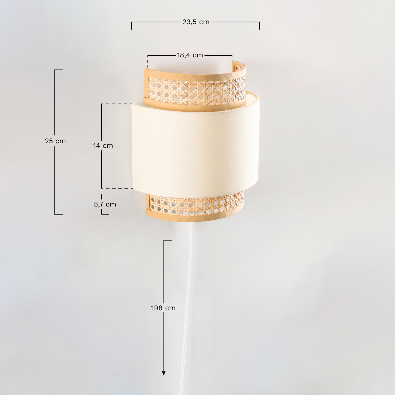 Wandlamp Satu , AFMETINGEN