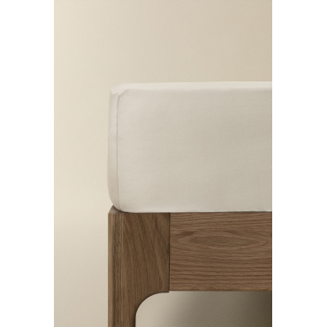 Satijnen Hoeslaken Van 300 Draden Sampras Naakt Beige & Bed 160cm (160 X 200 X 40 Cm) - Sklum