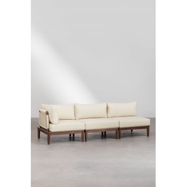 3-delige Modulaire Hoektuinbank In Giulia Acaciahout Beige – Crème - Sklum