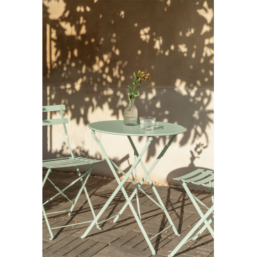 Ronde Tuintafel Ø60 Cm Opvouwbaar In Staal Sergey Celadonmousse - Sklum