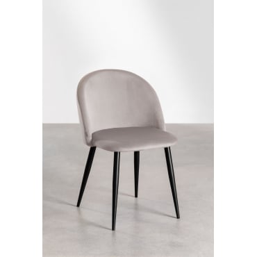 Kana Fluwelen Eetkamerstoel Grijs – Taupe & Zwart - Sklum
