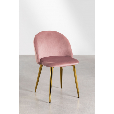Set Van 4 Fluwelen Eetkamerstoelen Kana Blush & Goud - Sklum