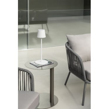 Ronde Bijzettafel Voor De Tuin Ø40 Cm In Staal Yannik Gris Granito - Sklum