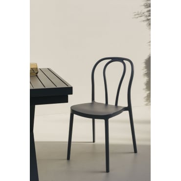 Stapelbare Tuinstoelen Set Van 4 In Polypropyleen Mizzi Grijs – Grafiet - Sklum