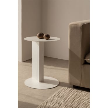 Ronde Stalen Bijzettafel (ø40 Cm) Wallace Gardenia Wit - Sklum