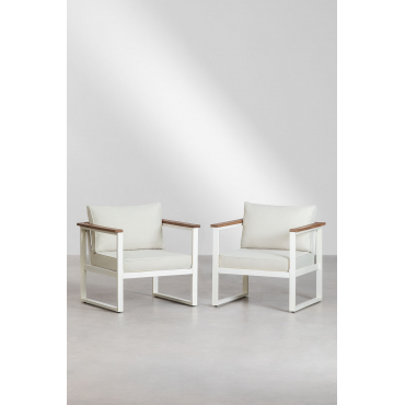 Set Van 2 Lipov Fauteuils Van Aluminium En Acaciahout Gardenia Wit - Sklum