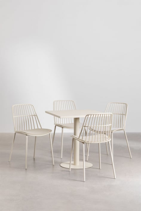 Mizzi 70x70 cm vierkante tafelset en 4 Maeba tuinstoelen