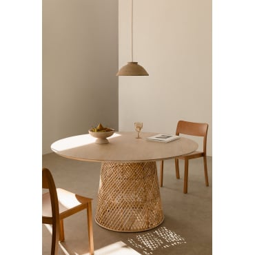 Ronde Eettafel In Mango- En Rotanhout (ø140 Cm) Suzane Licht Mangohout - Sklum