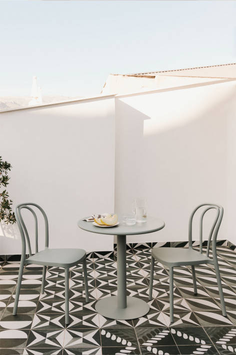 Set van ronde tafel Ø70 cm en 2 tuinstoelen Mizzi