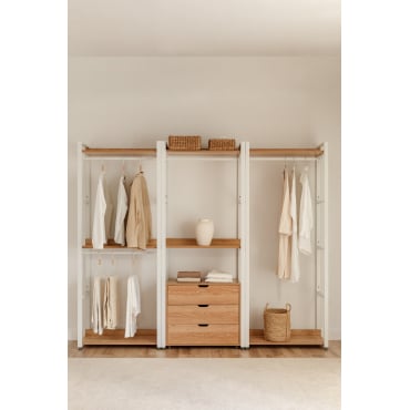 Open Modulaire Kast Van 3 Delen Met Lades Van Staal En Mdf Ariaster Natuurlijk - Sklum