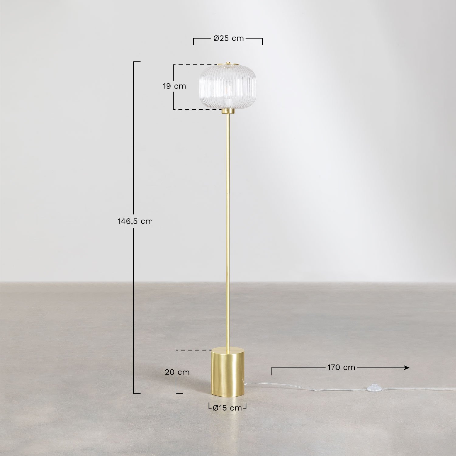 Glas Vloerlamp Kaliner, AFMETINGEN