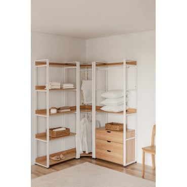 Open Modulaire Hoekkast Met 3 Delen Met Lades In Staal En Hout Ariaster Natuurlijk - Sklum