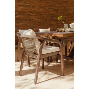 Tuinstoel Met Armleuningen In Acaciahout Dubai Gardenia Wit & Donker Acaciabruin - Sklum