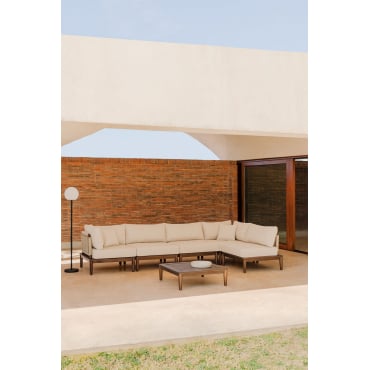 Tuinset Met 5-delige Modulaire Tuinhoekbank En Salontafel In Giulia Acaciahout Beige – Crème - Sklum