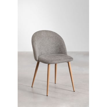 Kana Eetkamerstoel Gestoffeerd En Van Staal Natuurlijk Hout & Stof Zandbruin - Sklum