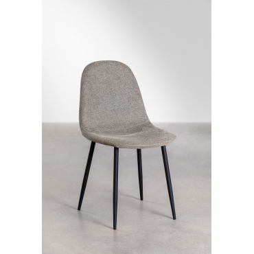 Pak 2 Glamm-eetkamerstoelen In Zwart & Stof Zandbruin - Sklum