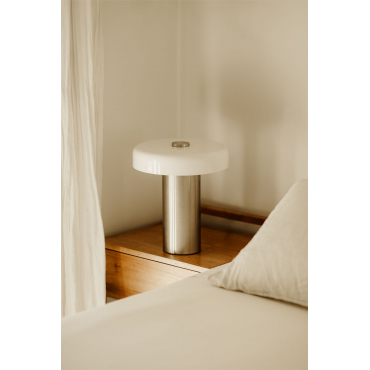Darday Metalen Tafellamp Grijs – Chroom - Sklum