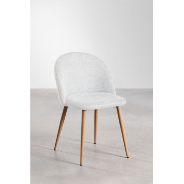Kana Set Van 2 Eetkamerstoelen Natuurlijk Hout & Stof Gebroken Wit - Sklum