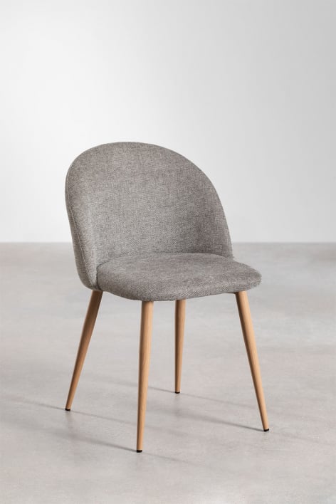 Kana gestoffeerde eetkamerstoelen en stalen frame, set van 4 - Stof Zandbruin