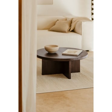 Mindi Houten Salontafel (ø80 Cm) Leidam Bruin – Donker Hout - Sklum