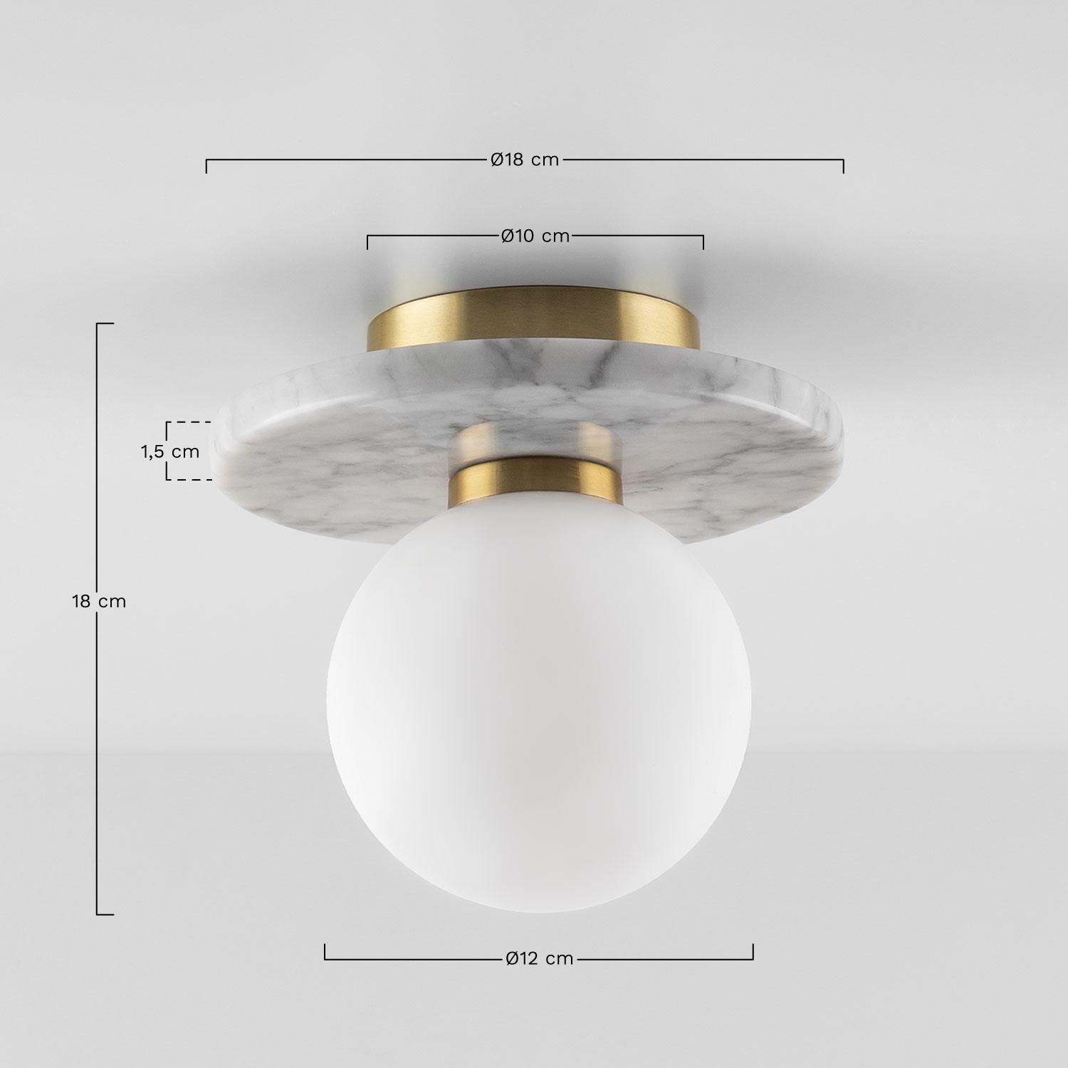 Eustace plafondlamp van marmer en glas , AFMETINGEN