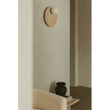 Travertin Wandlamp Met Davise Kristallen Bol Travertine - Sklum