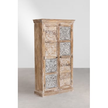 Heb Mangohouten Kledingkast Vintage Wit Hout - Sklum